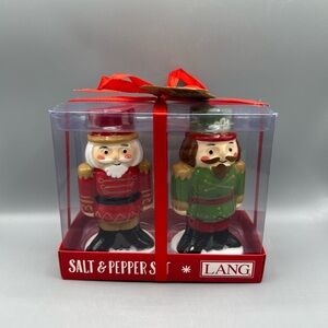 Lang Nutcrackers Christmas Salt And Pepper Shakers Red And Green Holiday NEW